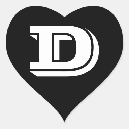 Letter D Vineta Font Black Heart Stickers by Janz