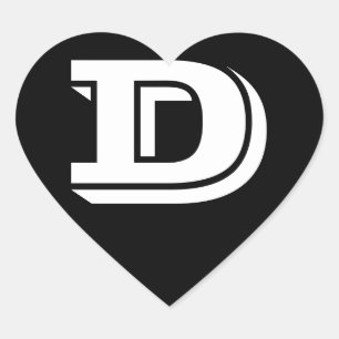 Letter D Vineta Font Black Heart Stickers by Janz