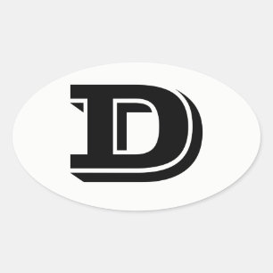 Letter D Vineta Font White Oval Stickers by Janz