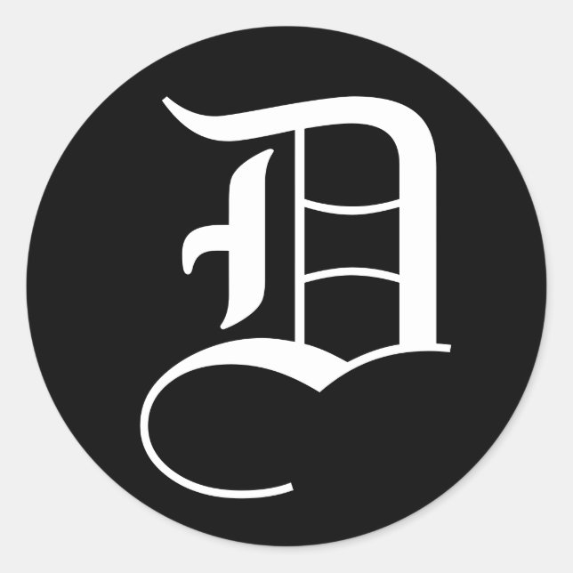 Letter D Wedding Alphabet by Janz Black Classic Round Sticker (Front)