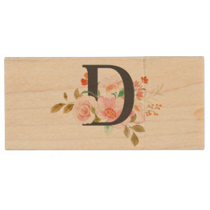 Letter D Wood Flash Drive