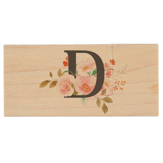 Letter D Wood Flash Drive (Front)