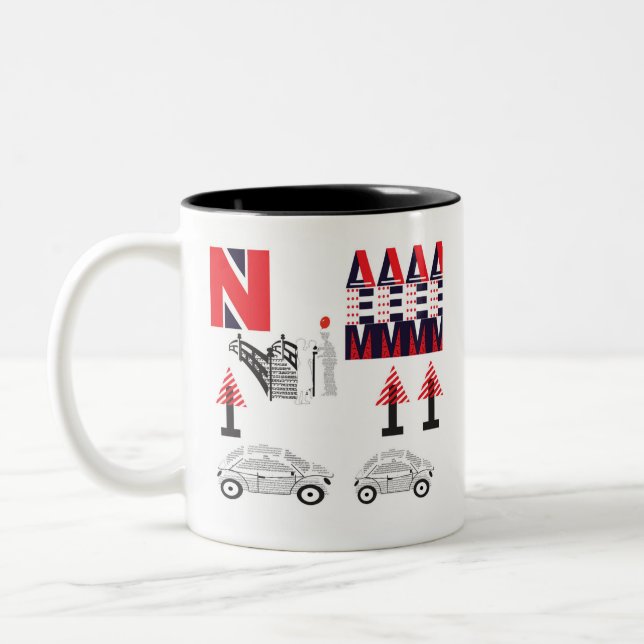 Letter design Two-Tone coffee mug (Left)