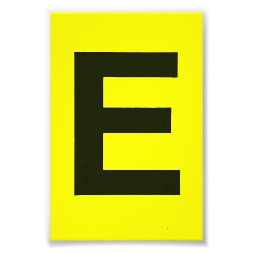 Letter E Alphabet Photography in Black on Yellow Photo Print