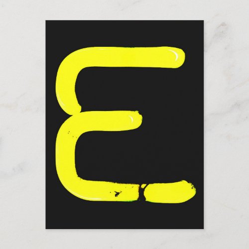 Letter E Alphabet Photography in Yellow Neon Postcard