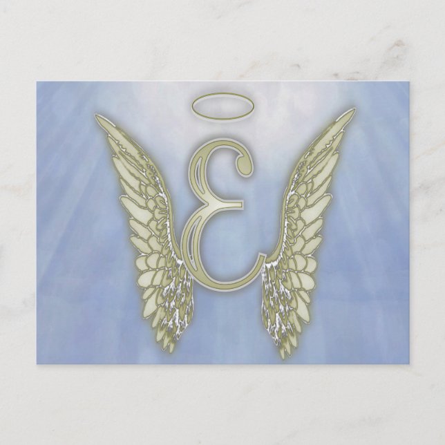 Letter E Angel Monogram Postcard (Front)