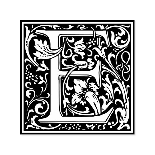 Letter E art nouveau black and white Tile Self_inking Stamp