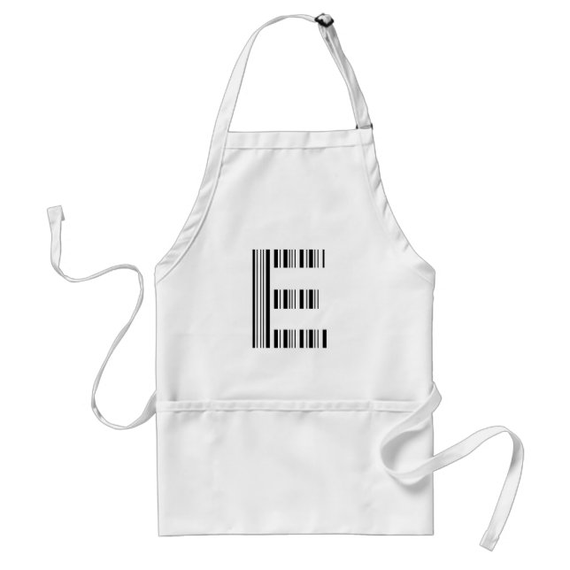 LETTER E BAR CODE First Initial Barcode Pattern Adult Apron (Front)
