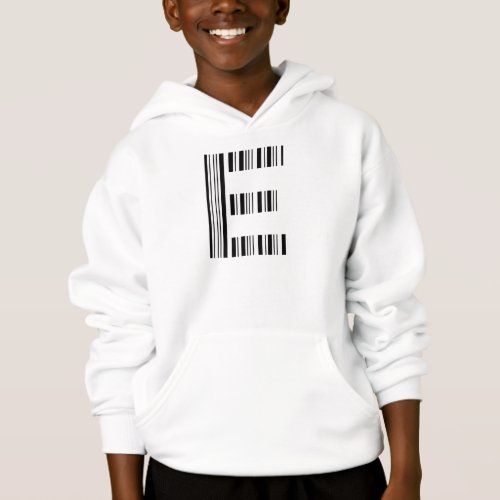 LETTER E BAR CODE First Initial Barcode Pattern Hoodie