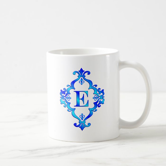 Letter E Blue Mugs