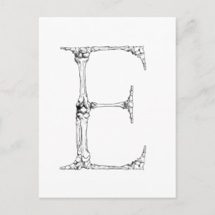 Letter E Bone Initial Postcard