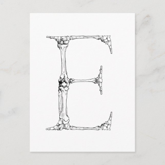 Letter E Bone Initial Postcard (Front)