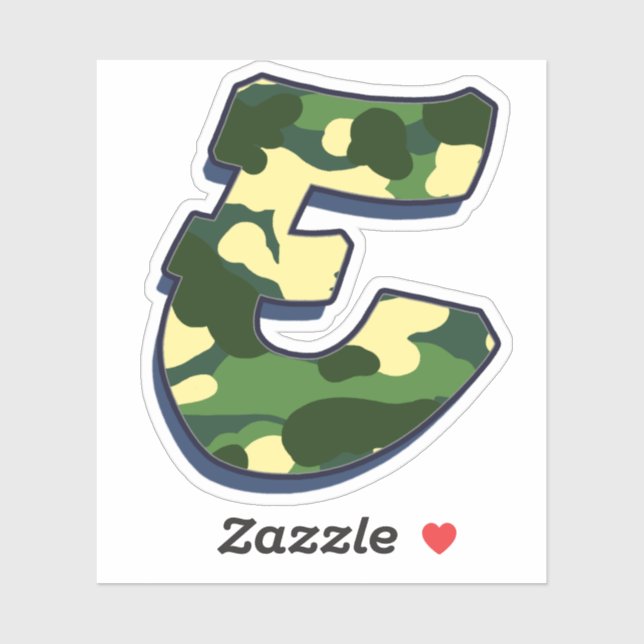 Letter E - Camo Green Sticker (Sheet)