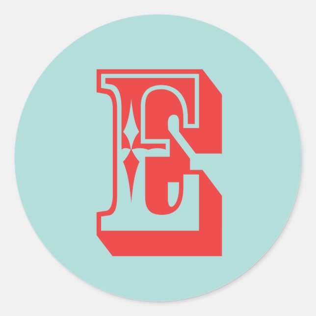 Letter E carnival style monogram initial favor Classic Round Sticker (Front)