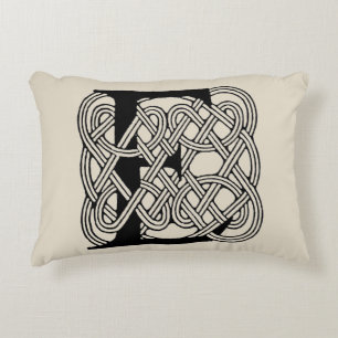 Letter E Celtic Knot Vintage Monogram Accent Pillow