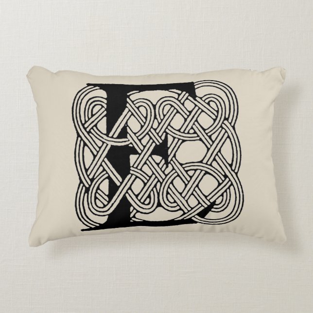 Letter E Celtic Knot Vintage Monogram Accent Pillow (Front)