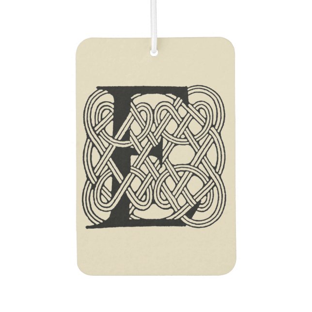 Letter E Celtic Knot Vintage Monogram Air Freshener (Front)