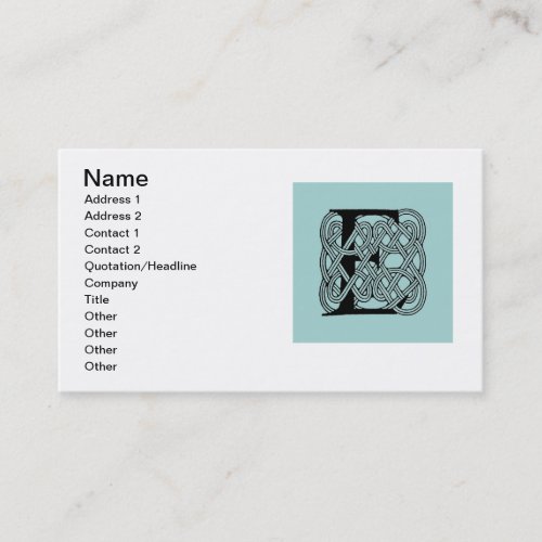 Letter E Celtic Knot Vintage Monogram Business Card