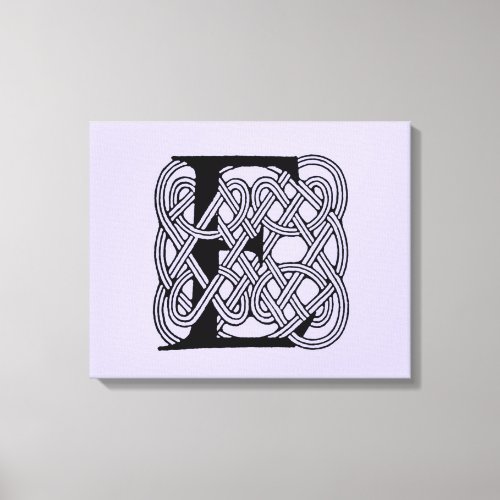 Letter E Celtic Knot Vintage Monogram Canvas Print