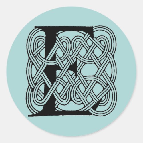 Letter E Celtic Knot Vintage Monogram Classic Round Sticker