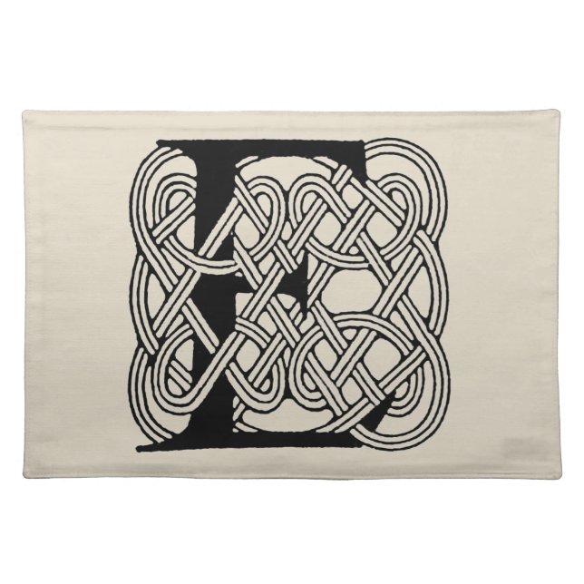 Letter E Celtic Knot Vintage Monogram Cloth Placemat (Front)