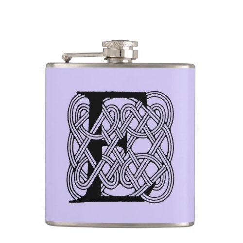 Letter E Celtic Knot Vintage Monogram Flask