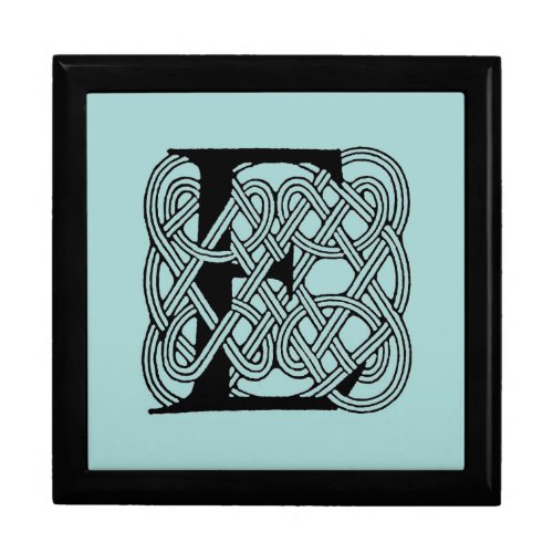 Letter E Celtic Knot Vintage Monogram Keepsake Box