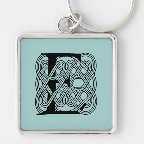 Letter E Celtic Knot Vintage Monogram Keychain