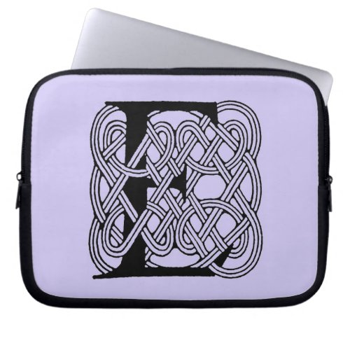 Letter E Celtic Knot Vintage Monogram Laptop Sleeve