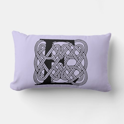 Letter E Celtic Knot Vintage Monogram Lumbar Pillow