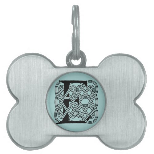 Letter E Celtic Knot Vintage Monogram Pet Name Tag