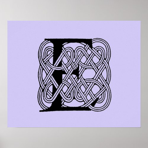 Letter E Celtic Knot Vintage Monogram Poster