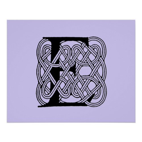 Letter E Celtic Knot Vintage Monogram Poster