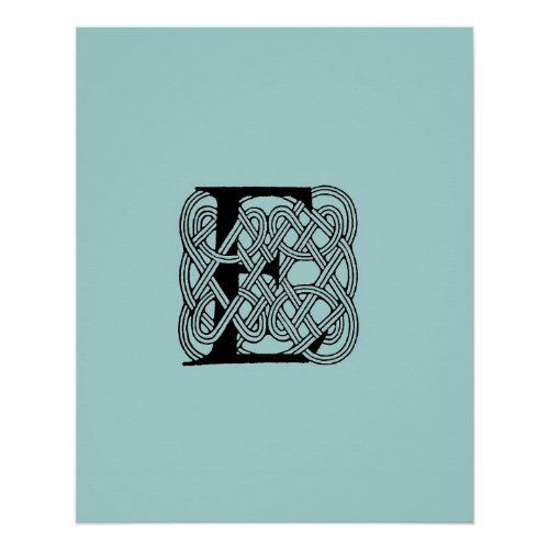 Letter E Celtic Knot Vintage Monogram Poster