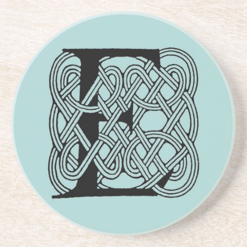 Letter E Celtic Knot Vintage Monogram Sandstone Coaster