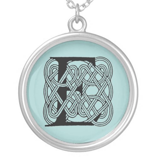 Letter E Celtic Knot Vintage Monogram Silver Plated Necklace