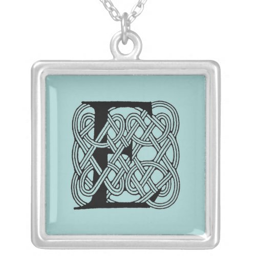 Letter E Celtic Knot Vintage Monogram Silver Plated Necklace