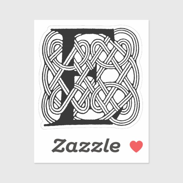 Letter E Celtic Knot Vintage Monogram Sticker (Sheet)