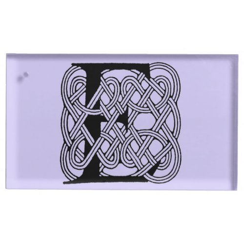 Letter E Celtic Knot Vintage Monogram Table Card Holder