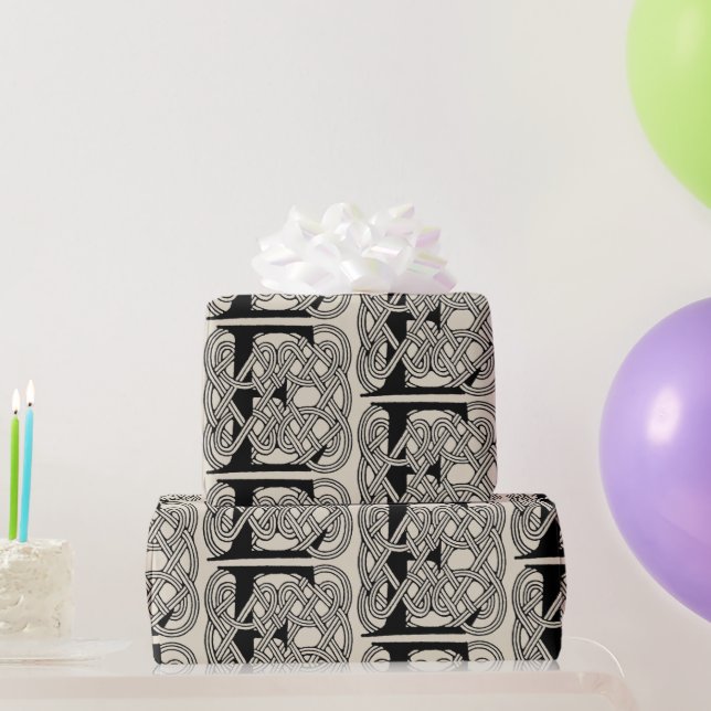 Letter E Celtic Knot Vintage Monogram Wrapping Paper (Party Gifts)