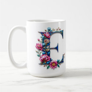Letter E Coffee Mug – Floral Design for Gifting