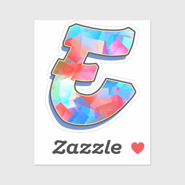 Letter E - Color Mix Sticker (Sheet)