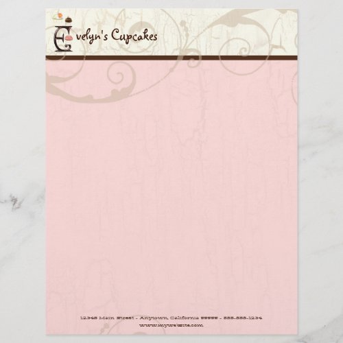 Letter E Cupcake Business Letterhead