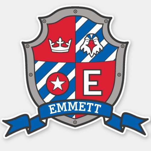 Letter E custom name Emmett knights crest Sticker