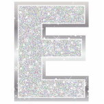 Letter E Cutout<br><div class="desc">Letter E silver faux glitter ornament</div>