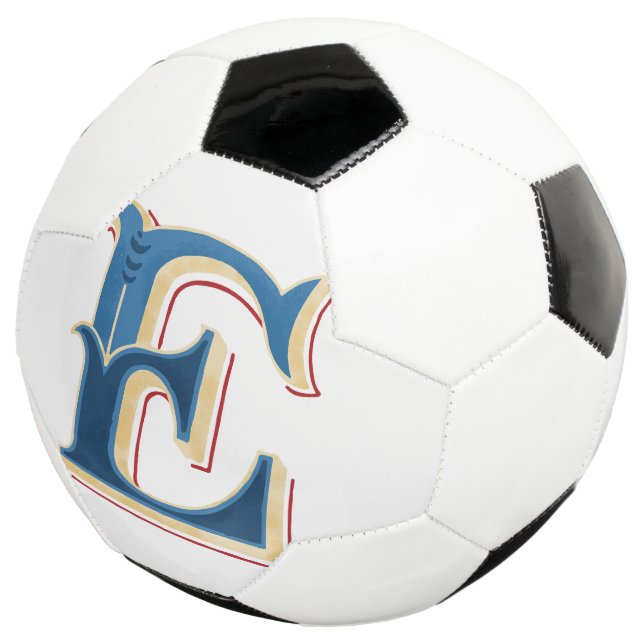 Letter "E" Elegant Embroidered Soccer Ball (Three Quarter)