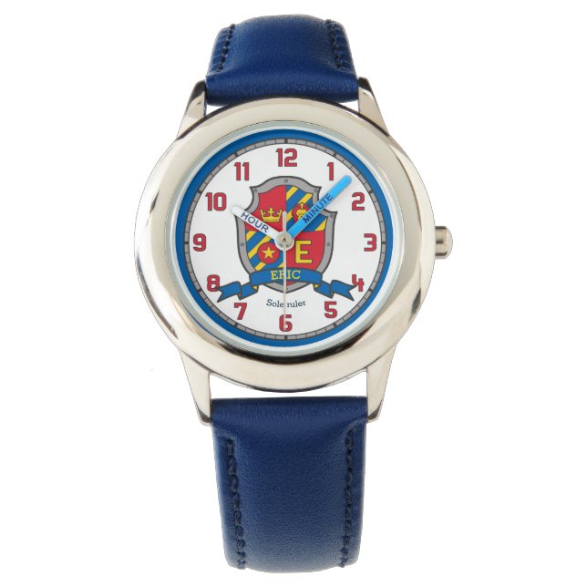 Letter E Eric name meaning graphic crest lion Watch (Front)