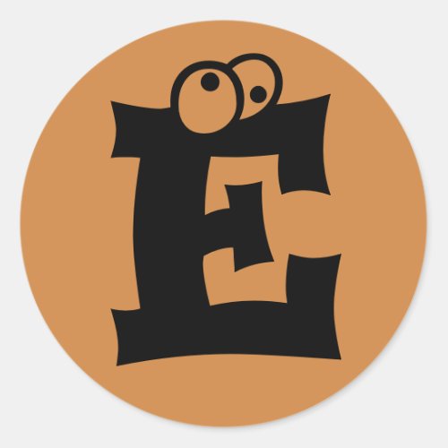 Letter E Eyeballs Alphabet by Janz Peru Gold Classic Round Sticker