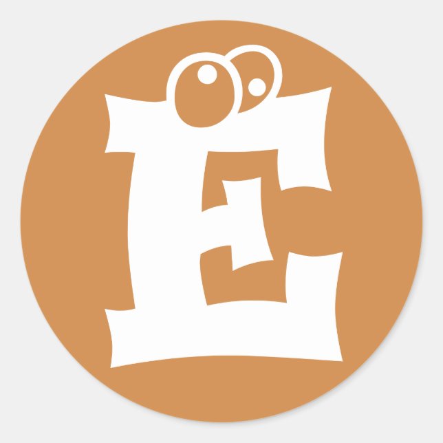 Letter E Eyeballs Alphabet by Janz White Peru Gold Classic Round Sticker (Front)
