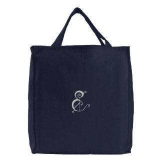Letter E Fancy Monogram Embroidered Bag